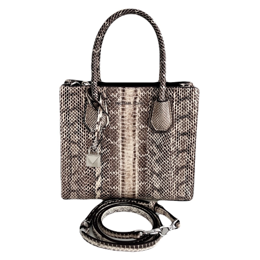 Michael Kors Beige Genuine Snakeskin ‘Mercer’ Crossbody Satchel Bag - Picture 14 of 14